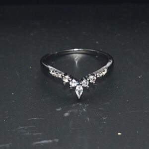 V Shaped Faux Diamond Chevron Ring